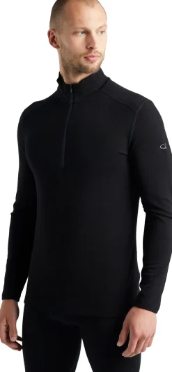 T-Shirts & Baselayers-Icebreaker Mens 260 Tech LS Half Zip Top - Black