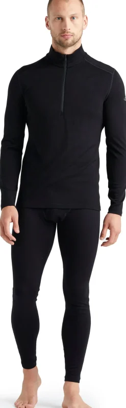 T-Shirts & Baselayers-Icebreaker Mens 260 Tech LS Half Zip Top - Black