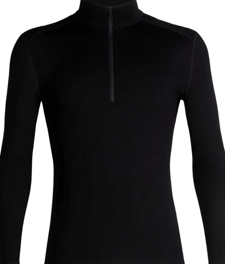 T-Shirts & Baselayers-Icebreaker Mens 260 Tech LS Half Zip Top - Black