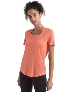 T-Shirts & Baselayers-Icebreaker Womens Merino 125 Cool-Lite Sphere III SS Scoop Tee - Tang