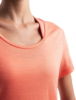 T-Shirts & Baselayers-Icebreaker Womens Merino 125 Cool-Lite Sphere III SS Scoop Tee - Tang