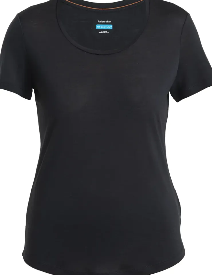 T-Shirts & Baselayers-Icebreaker Womens Merino 125 Cool-Lite Sphere III SS Scoop Tee - Black