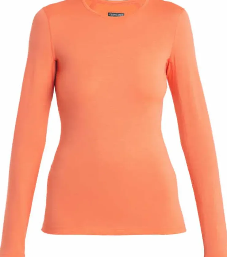 T-Shirts & Baselayers-Icebreaker Womens 200 Oasis LS Crewe Top - Tang