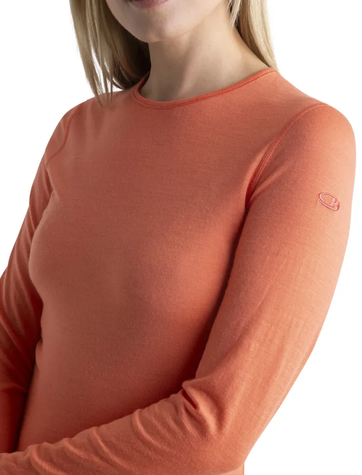 T-Shirts & Baselayers-Icebreaker Womens 200 Oasis LS Crewe Top - Tang