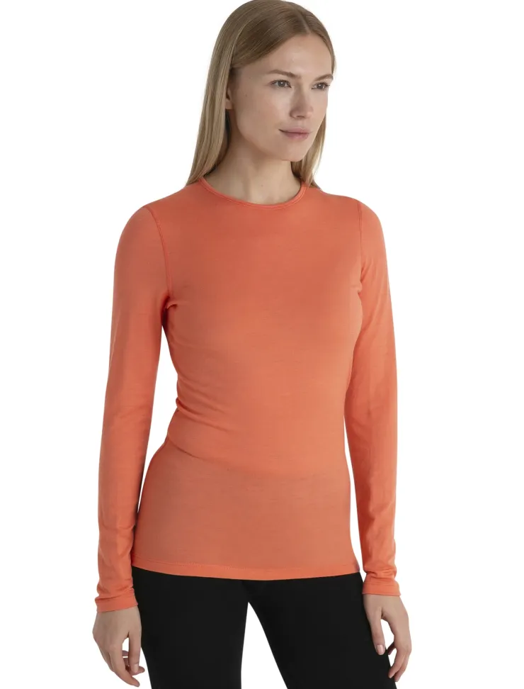 T-Shirts & Baselayers-Icebreaker Womens 200 Oasis LS Crewe Top - Tang