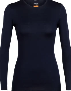 T-Shirts & Baselayers-Icebreaker Womens 200 Oasis LS Crewe Top - Midnight Navy