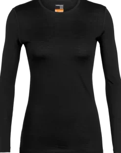 T-Shirts & Baselayers-Icebreaker Womens 200 Oasis LS Crewe Top - Black