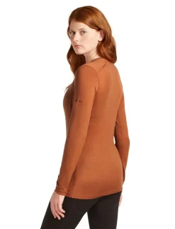 T-Shirts & Baselayers-Icebreaker Womens 200 Oasis LS Crewe Top - Dusty Clay