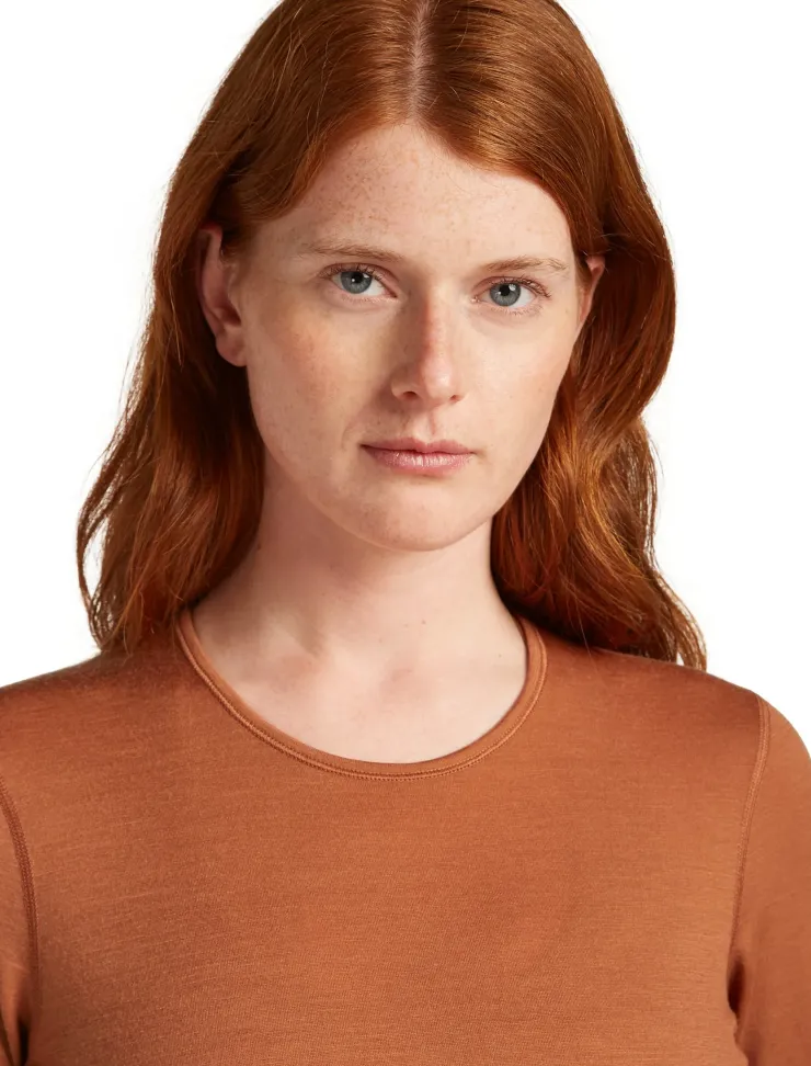 T-Shirts & Baselayers-Icebreaker Womens 200 Oasis LS Crewe Top - Dusty Clay