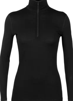 T-Shirts & Baselayers-Icebreaker Womens 200 Oasis LS Half Zip Top - Black