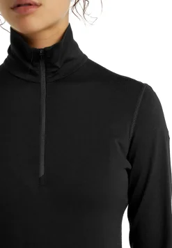 T-Shirts & Baselayers-Icebreaker Womens 200 Oasis LS Half Zip Top - Black