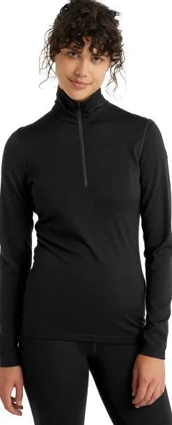 T-Shirts & Baselayers-Icebreaker Womens 200 Oasis LS Half Zip Top - Black