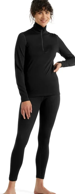 T-Shirts & Baselayers-Icebreaker Womens 200 Oasis LS Half Zip Top - Black