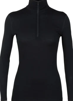 T-Shirts & Baselayers-Icebreaker Womens 200 Oasis LS Half Zip Top - Black