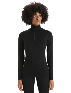 T-Shirts & Baselayers-Icebreaker Womens 200 Oasis LS Half Zip Top - Black