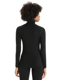 T-Shirts & Baselayers-Icebreaker Womens 200 Oasis LS Half Zip Top - Black