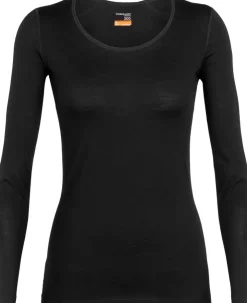 T-Shirts & Baselayers-Icebreaker Womens 200 Oasis LS Scoop Tee - Black