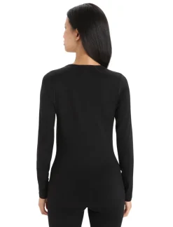 T-Shirts & Baselayers-Icebreaker Womens 200 Oasis LS Scoop Tee - Black