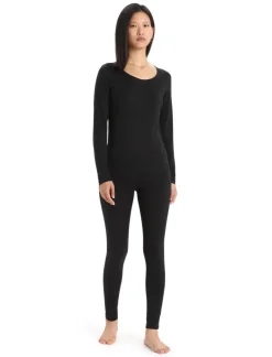 T-Shirts & Baselayers-Icebreaker Womens 200 Oasis LS Scoop Tee - Black