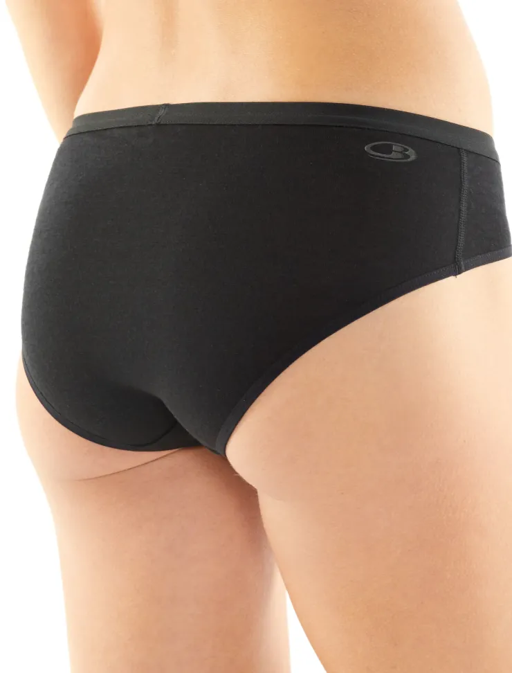 Underwear-Icebreaker Womens Siren Hipkini Briefs - Black