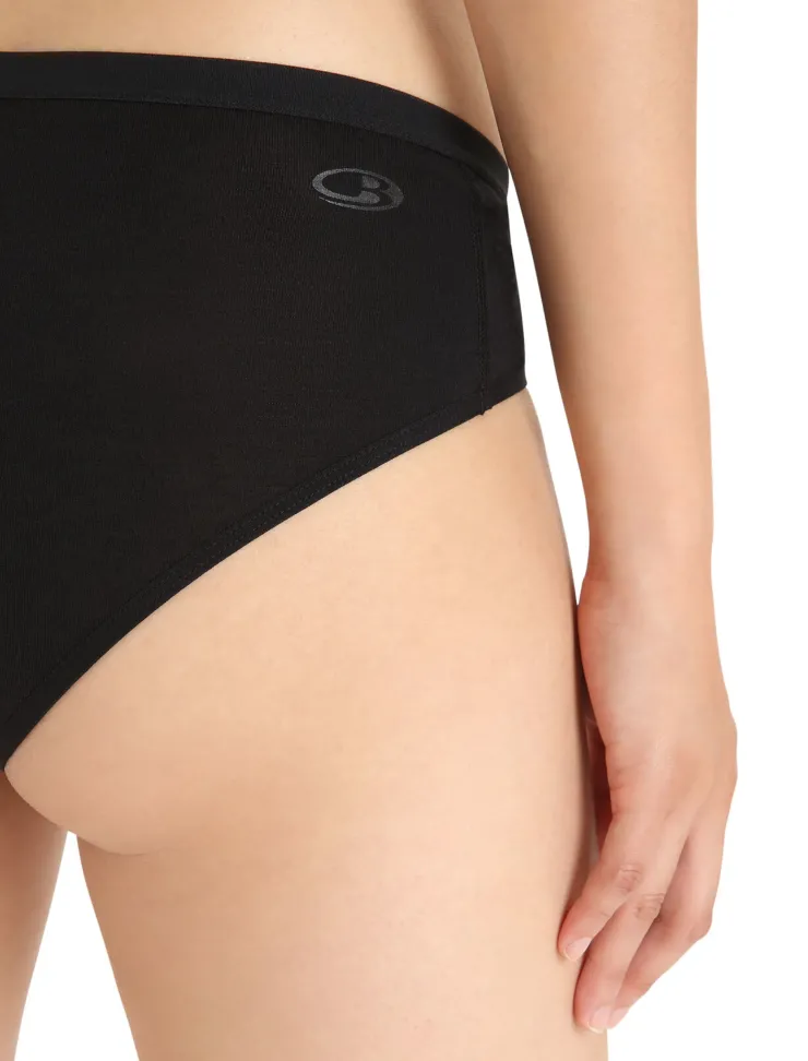 Underwear-Icebreaker Womens Siren Hipkini Briefs - Black