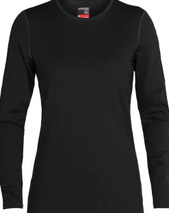 T-Shirts & Baselayers-Icebreaker Womens 260 Tech Long Sleeved Crewe Top - Black