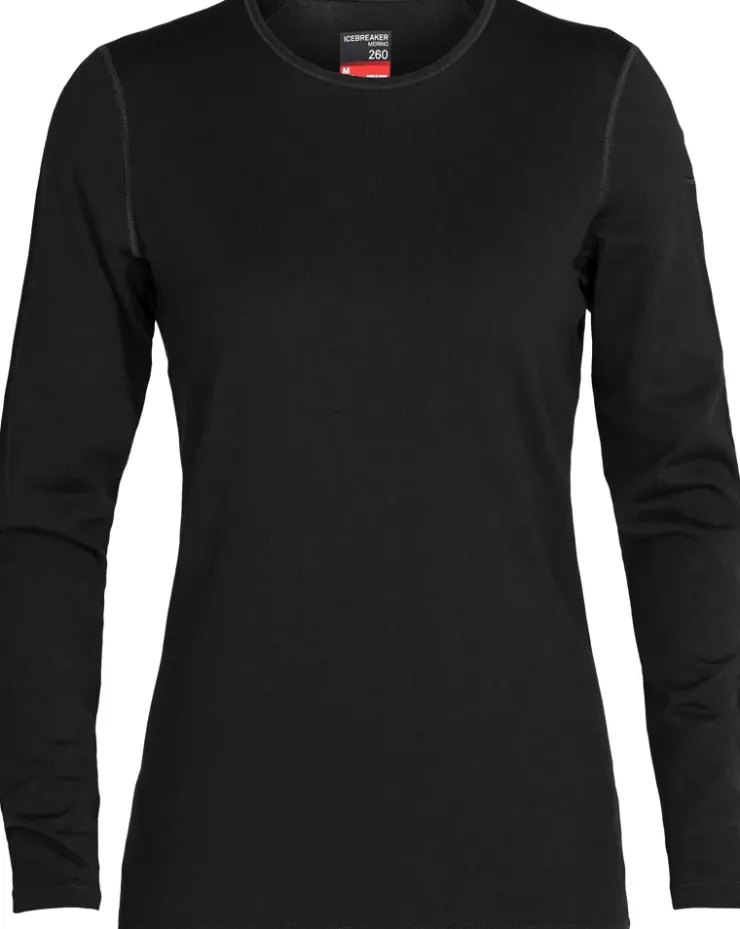 T-Shirts & Baselayers-Icebreaker Womens 260 Tech Long Sleeved Crewe Top - Black