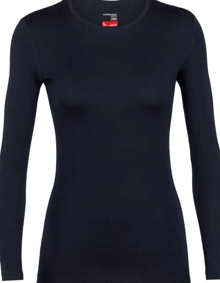 T-Shirts & Baselayers-Icebreaker Womens 260 Tech LS Crewe - Midnight Navy