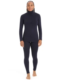 T-Shirts & Baselayers-Icebreaker Womens 260 Tech LS Half Zip Top - Midnight Navy