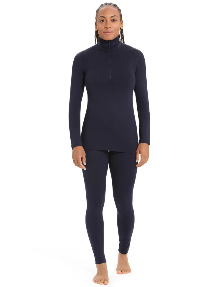 T-Shirts & Baselayers-Icebreaker Womens 260 Tech LS Half Zip Top - Midnight Navy