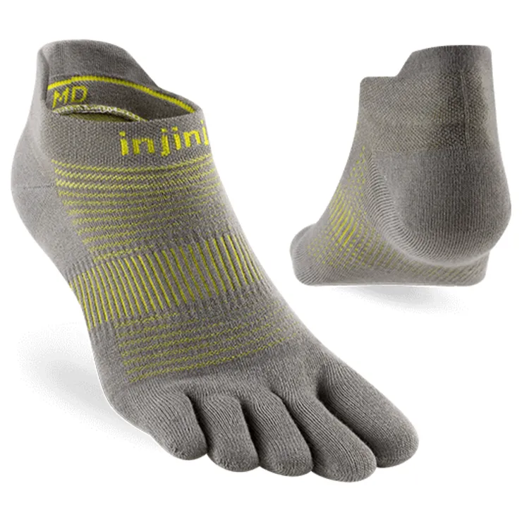 Socks|Socks-Injinji Mens Run Lightweight No Show Toe Socks - Neon Silver