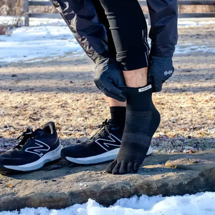 Socks|Socks-Injinji Unisex Run Lightweight Mini Crew Toe Socks - Black