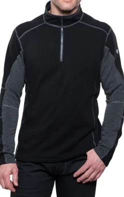 Fleece & Mid Layer-Kuhl Mens Revel 1/4 Zip Fleece - Black-Steel