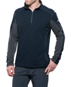 Fleece & Mid Layer-Kuhl Mens Revel 1-4 Zip Fleece - Mutiny Blue - Steel