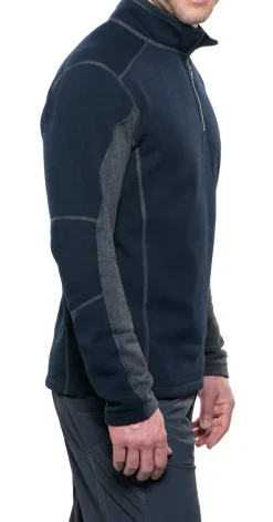 Fleece & Mid Layer-Kuhl Mens Revel 1-4 Zip Fleece - Mutiny Blue - Steel