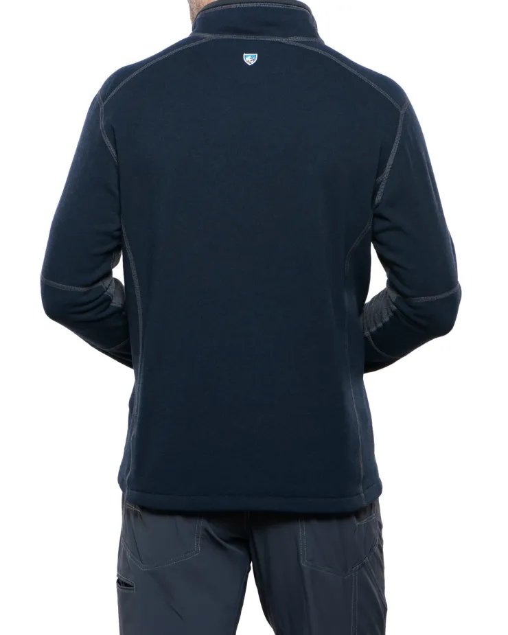 Fleece & Mid Layer-Kuhl Mens Revel 1-4 Zip Fleece - Mutiny Blue - Steel