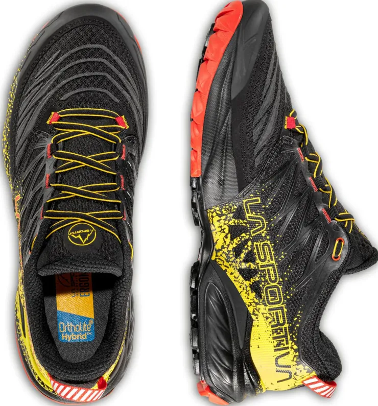 Hiking Shoes & Boots|Running Shoes-La Sportiva Mens Akasha II Running Shoe - Black-Yellow