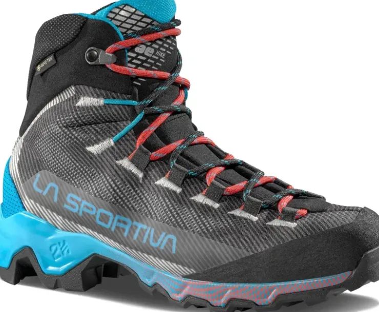 Hiking Shoes & Boots|Hiking Boots-La Sportiva Womens Aequilibrium Hike GTX Boots - Carbon-Malibu Blue