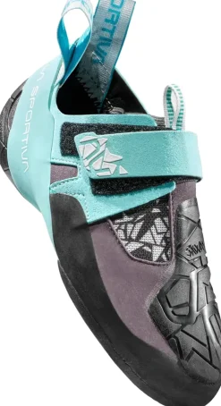Climbing Shoes|All Round Shoes-La Sportiva Womens Skwama Vegan Climbing Shoe - Carbon-Turquoise