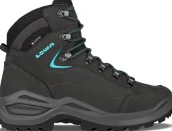 Hiking Shoes & Boots|Mid Height Boots-Lowa Womens Renegade Evo GTX Mid S Boots - Narrow Width - Asphalt-Turquoise