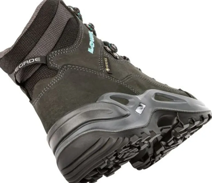 Mid Height Boots|Hiking Boots-Lowa Womens Renegade GTX Mid S Boots - Narrow Width - Asphalt-Turquoise