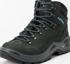 Mid Height Boots|Hiking Boots-Lowa Womens Renegade GTX Mid S Boots - Narrow Width - Asphalt-Turquoise