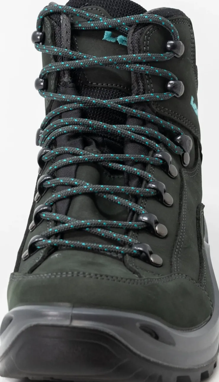 Mid Height Boots|Hiking Boots-Lowa Womens Renegade GTX Mid S Boots - Narrow Width - Asphalt-Turquoise