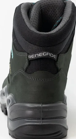 Mid Height Boots|Hiking Boots-Lowa Womens Renegade GTX Mid S Boots - Narrow Width - Asphalt-Turquoise