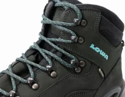 Mid Height Boots|Hiking Boots-Lowa Womens Renegade GTX Mid S Boots - Narrow Width - Asphalt-Turquoise