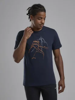 T-Shirts & Baselayers-Montane Mens Abstract Mountain T-Shirt - Eclipse Blue