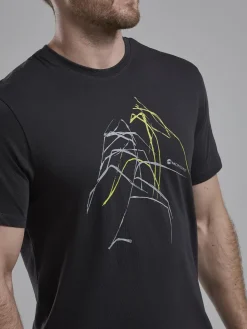 T-Shirts & Baselayers-Montane Mens Abstract Mountain T-Shirt - Midnight Grey