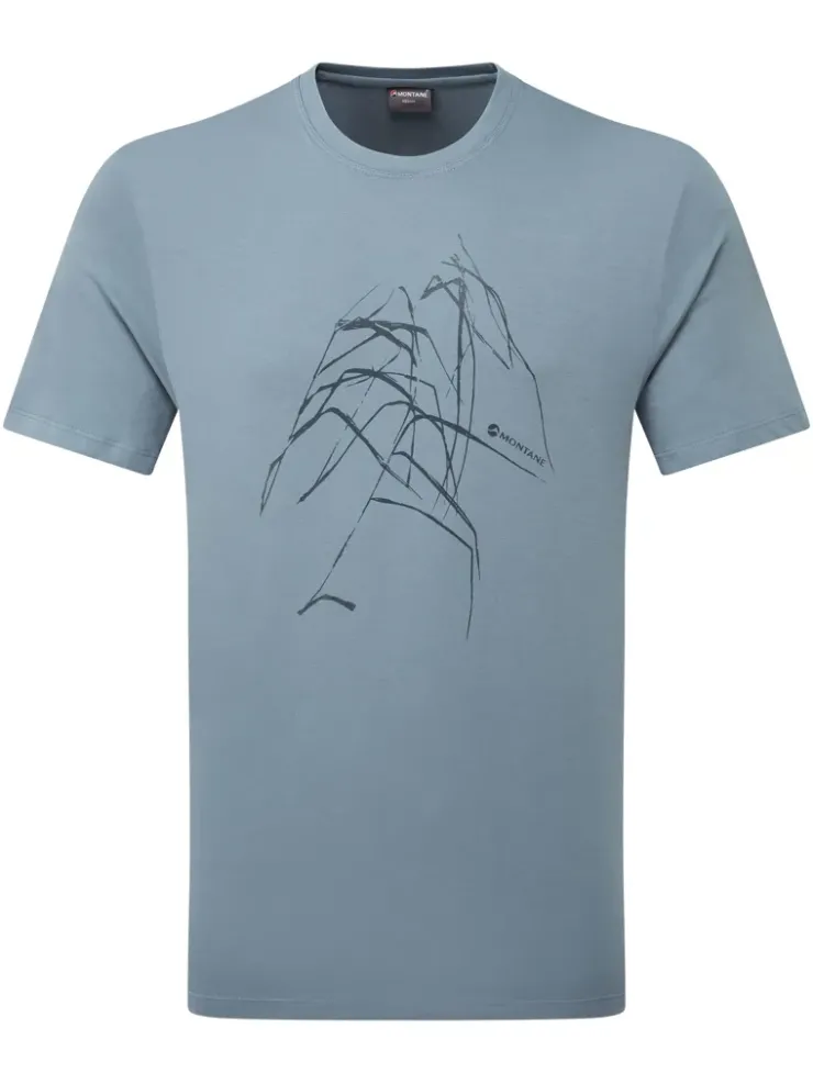 T-Shirts & Baselayers-Montane Mens Abstract Mountain T-Shirt - Stone Blue