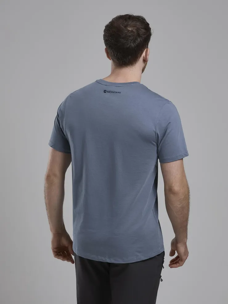 T-Shirts & Baselayers-Montane Mens Abstract Mountain T-Shirt - Stone Blue