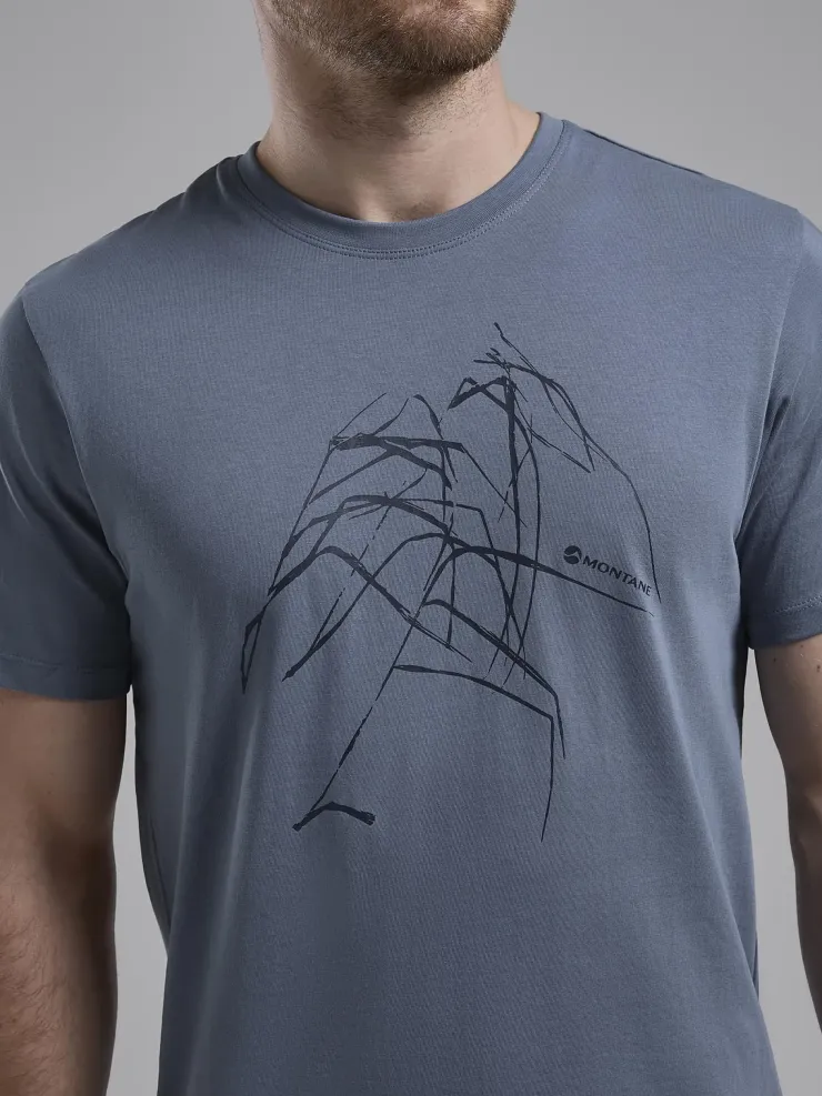 T-Shirts & Baselayers-Montane Mens Abstract Mountain T-Shirt - Stone Blue